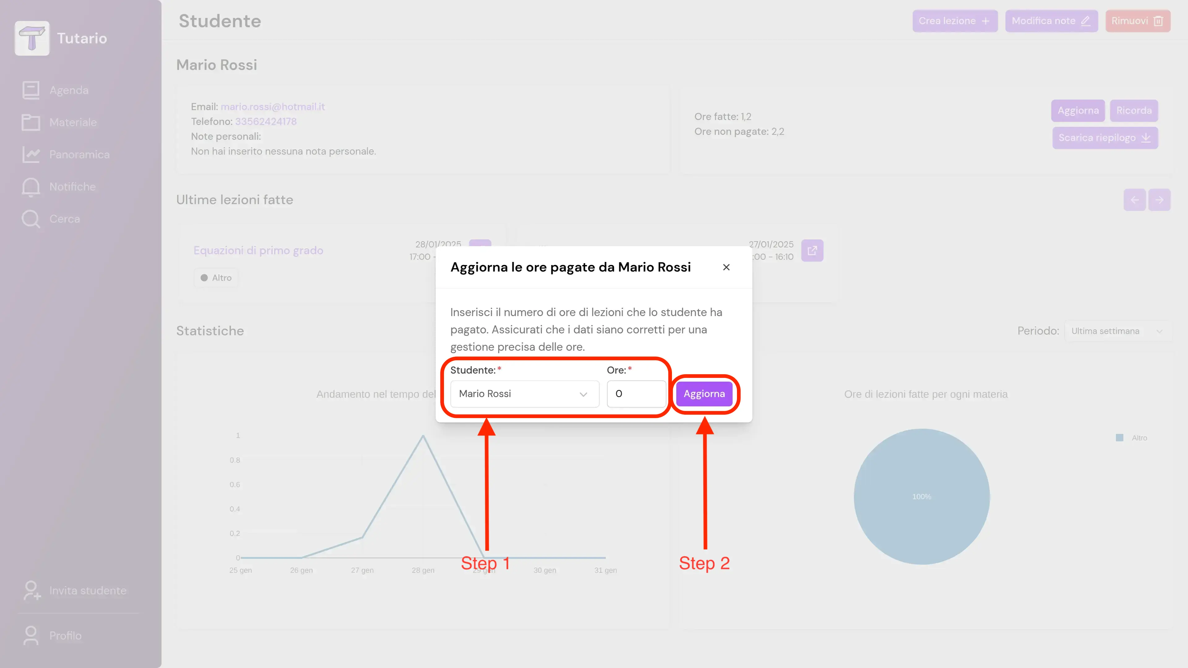 Step 2 del conteggio delle ore